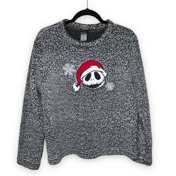 Disney Nightmare Before Christmas Jack Skellington Gray Sherpa Top Womens Medium - Picture 1 of 11